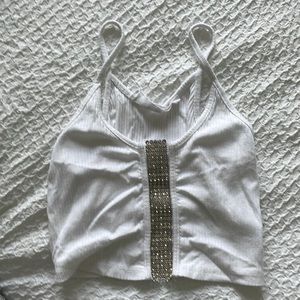 emma and sam bling white crop top